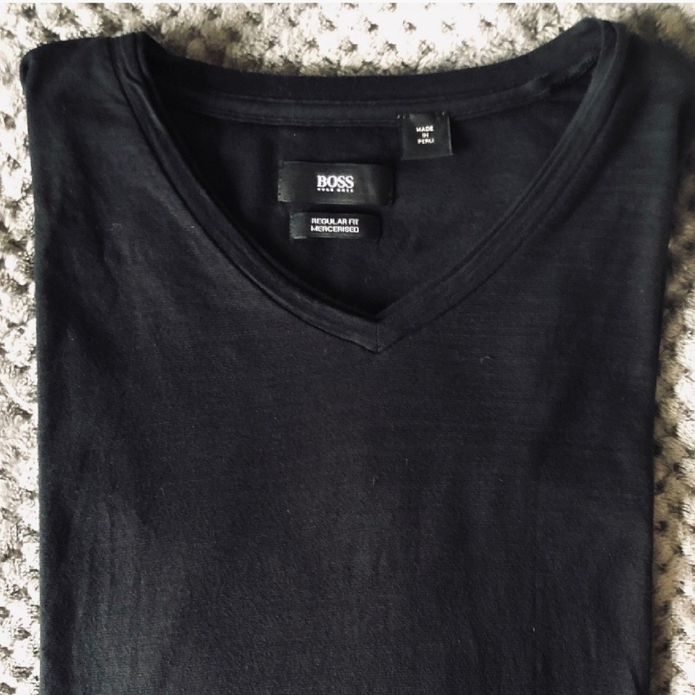 Hugo Boss Black Mecerized Cotton Long Sleeve VNeck